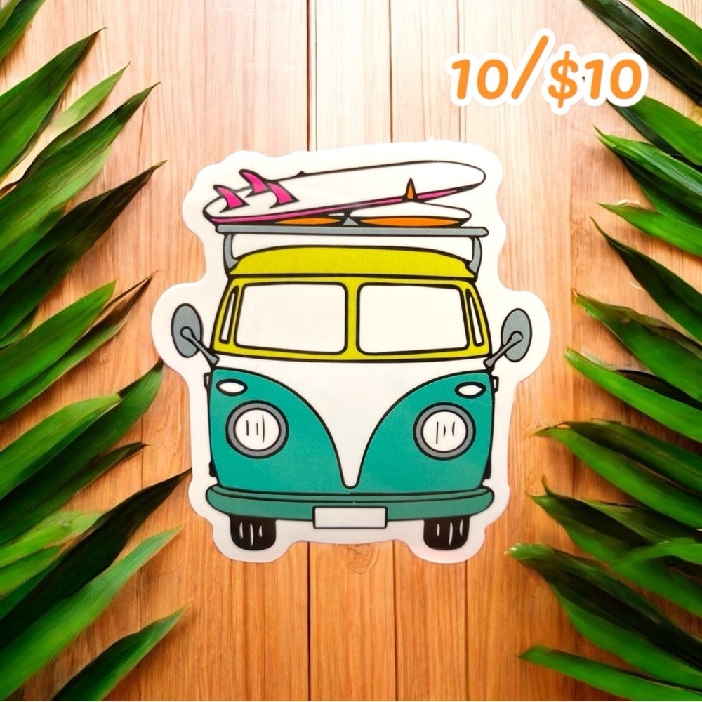 Retro Van Surfboard Sticker – Approx. 2 1/2”
